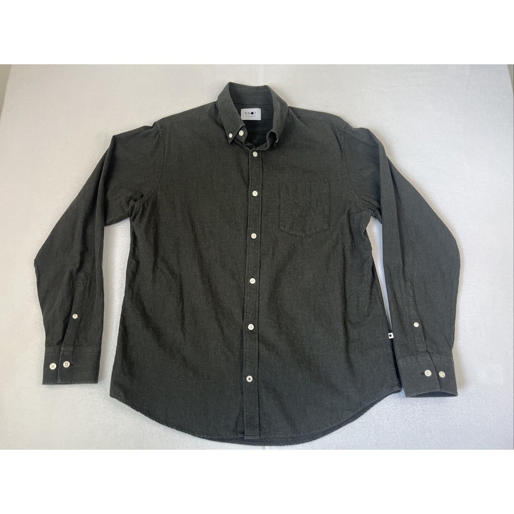 No Nationality Levon BD Grey NNO7 Cotton Dress Shirt Button Men's L